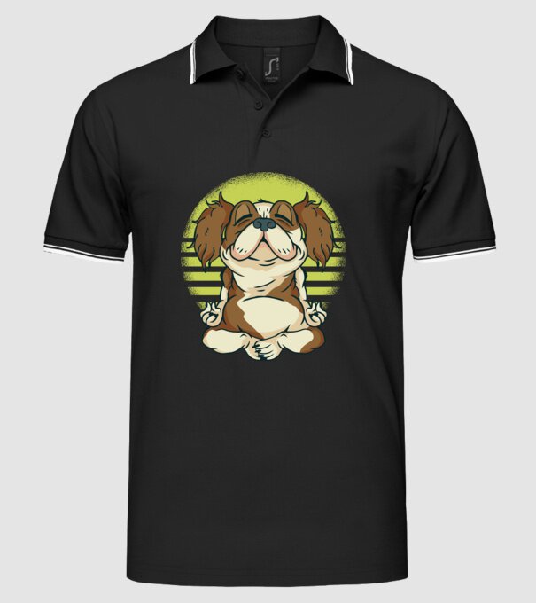 Cavalier King Spaniel Yoga model negru pe tricou