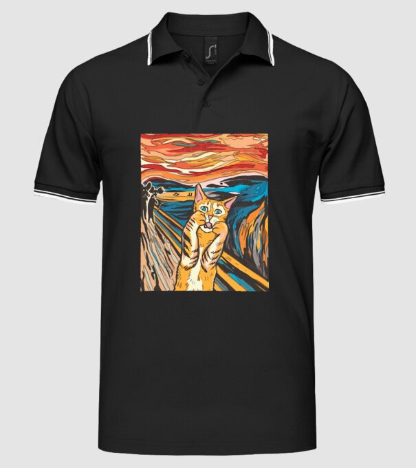 pictură Parodie Pisică model negru pe tricou
