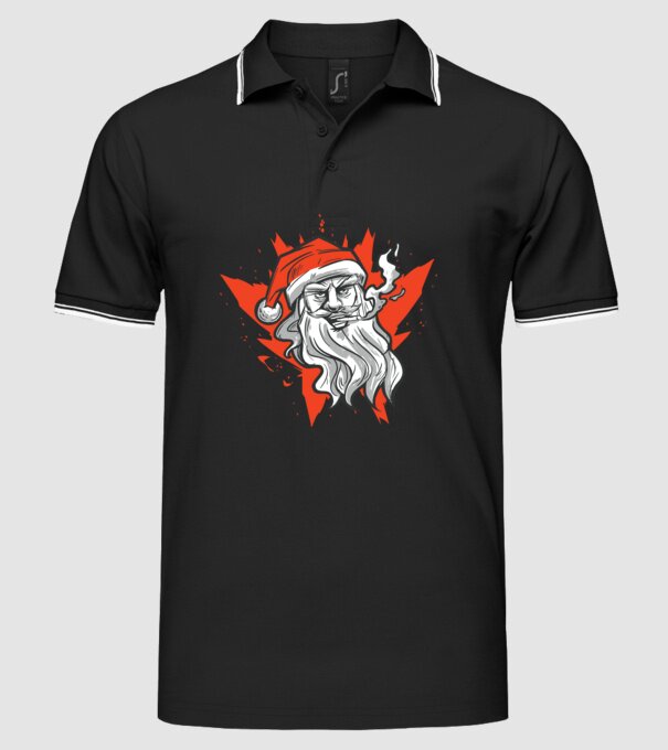 Moș Crăciun Fumător model negru pe tricou