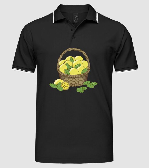 Coș de lămâi model negru pe tricou