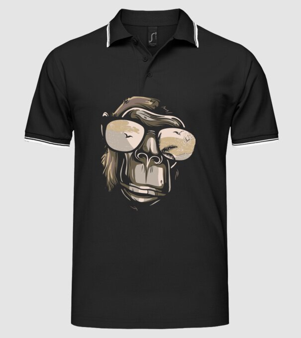 Cool Monkey model negru pe tricou