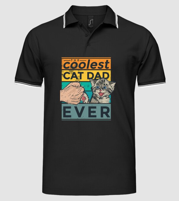 Coolest Cat Dad Ever - Cel mai tare tată cu pisică model negru pe tricou