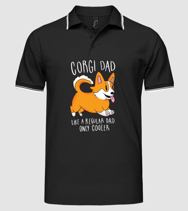 Tată de Corgi model negru pe tricou