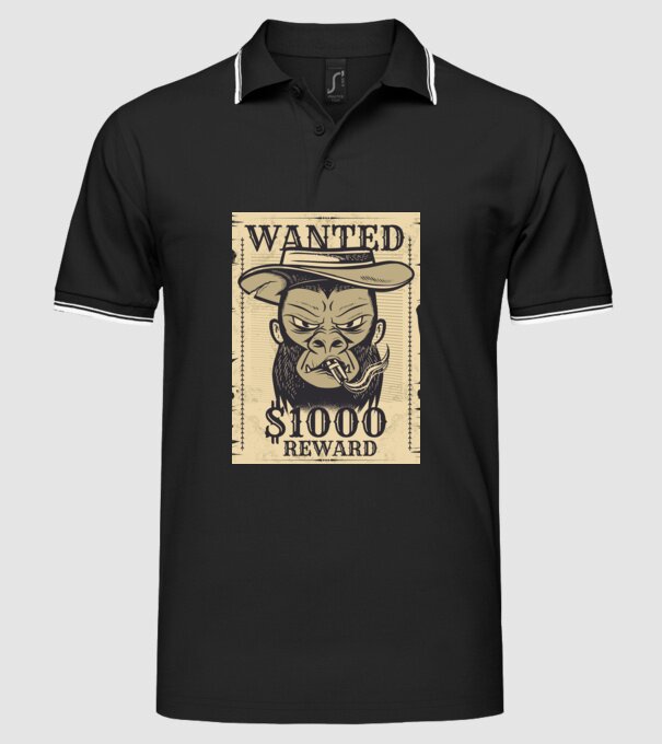 Maimuță cowboy model negru pe tricou
