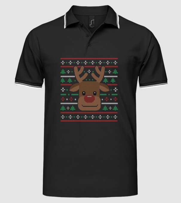 Tricou cu ren pulovăr urât model negru pe tricou
