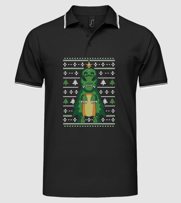 T-rex cu pulovăr urât model negru pe tricou