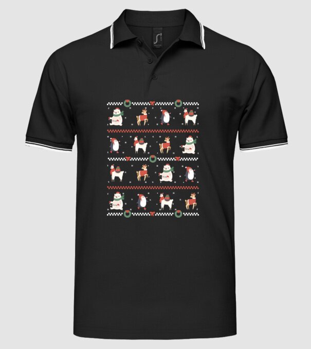 Pulover urât cu Animale drăguțe model negru pe tricou