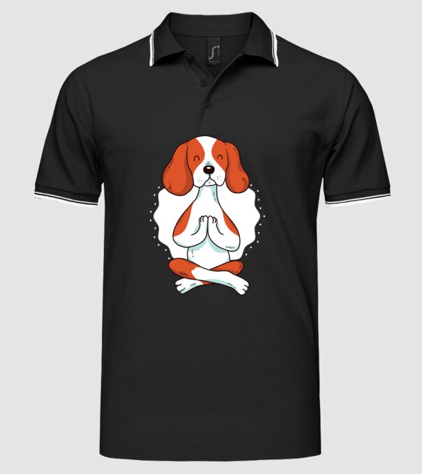 Yoga Drăguț Câine Beagle model negru pe tricou