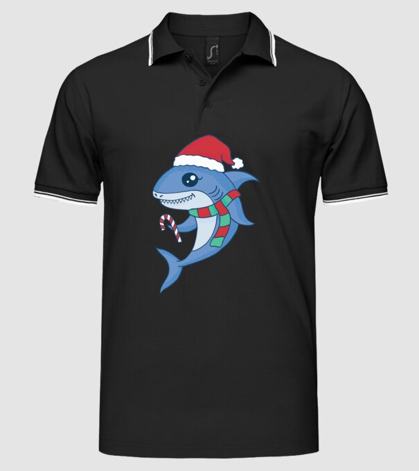 Rechin drăguț de Crăciun model negru pe tricou