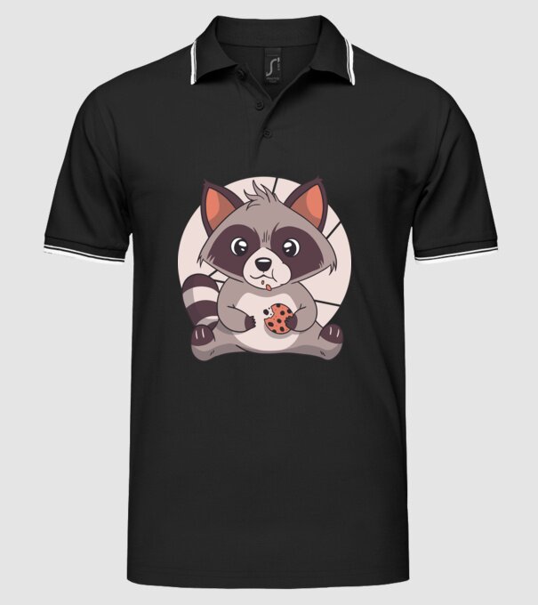 Tricou raton drăguț mâncând biscuiți model negru pe tricou
