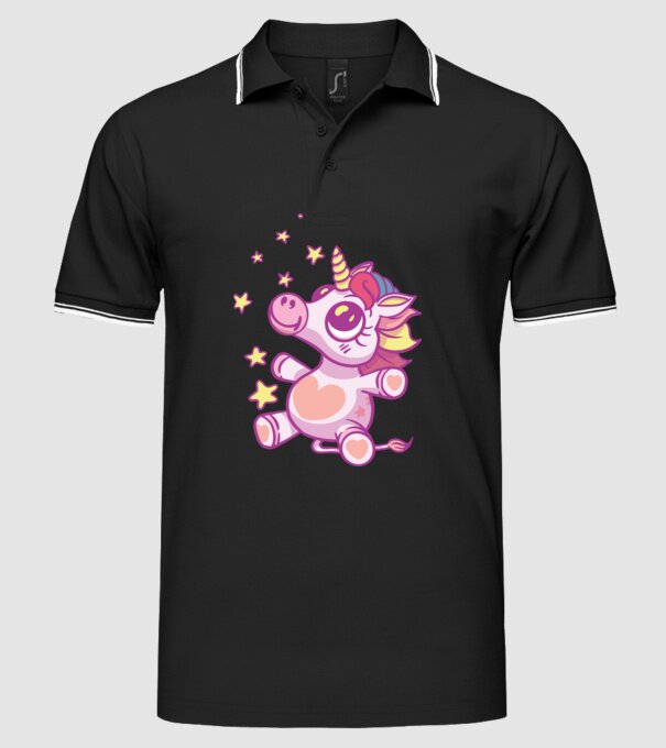 Unicorn drăguț model negru pe tricou