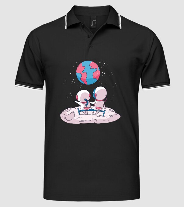 Astronauți drăguți model negru pe tricou