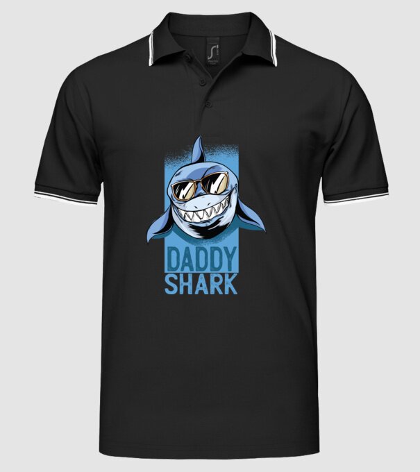 Daddy Shark tricou pentru tata model negru pe tricou