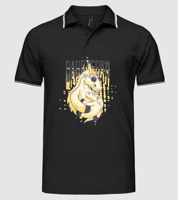 Daddycorn - Tată Unicorn model negru pe tricou