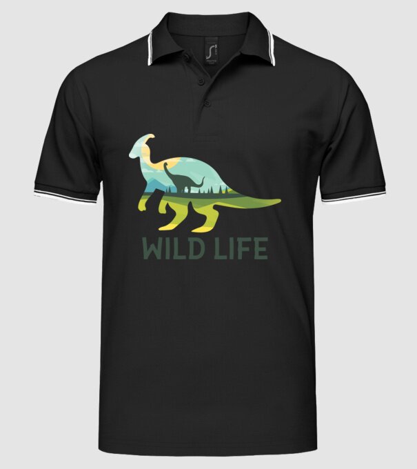 Dinosaur model negru pe tricou