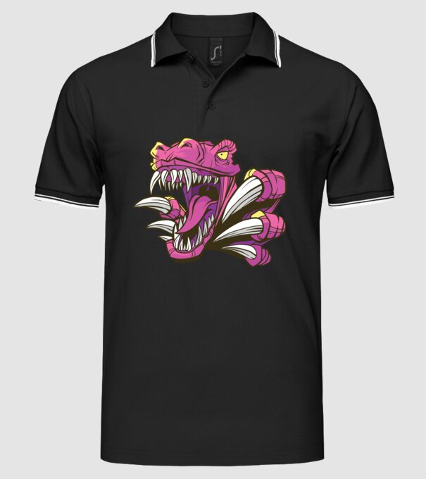 Gheare de dinozaur model negru pe tricou