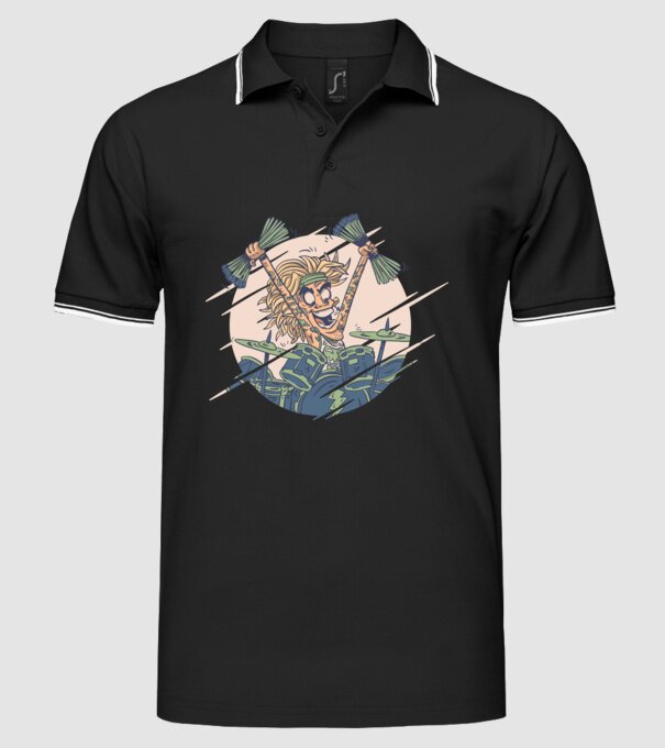 Baterist model negru pe tricou