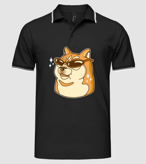 Doge Coin model negru pe tricou