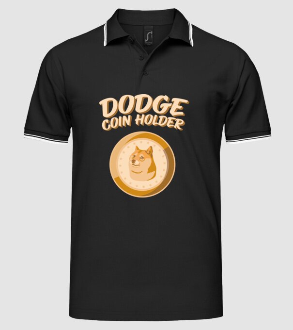 Doge Coin Holder model negru pe tricou