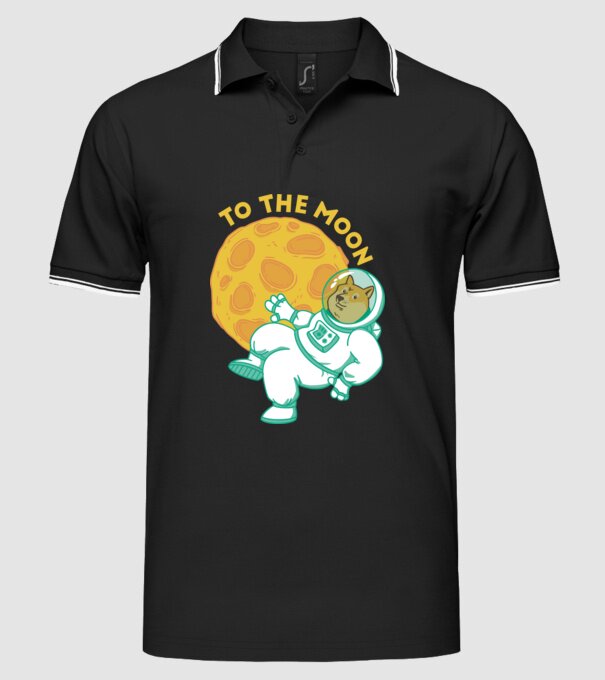 Dogecoin to the moon model negru pe tricou