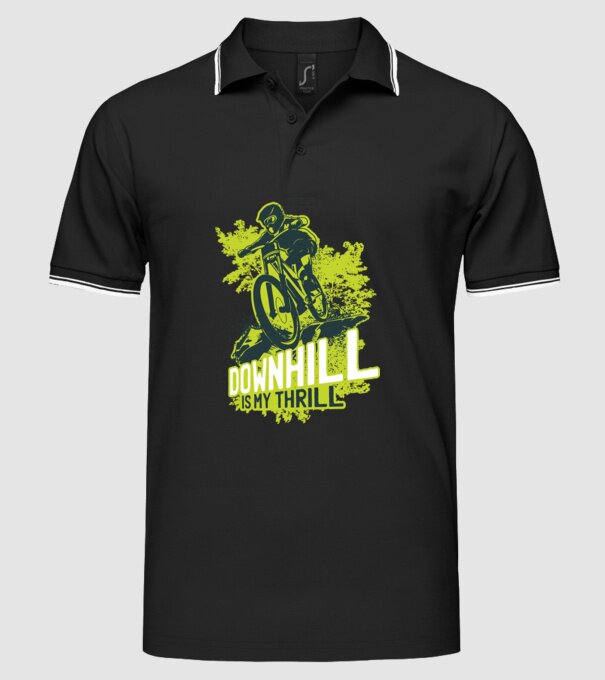 Downhill Is My Thrill tricou bicicletă model negru pe tricou