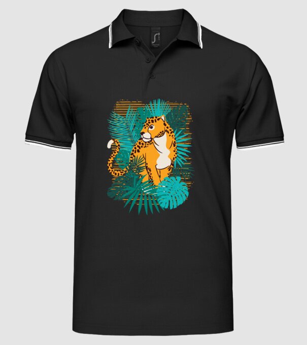 Jaguar junglă model negru pe tricou