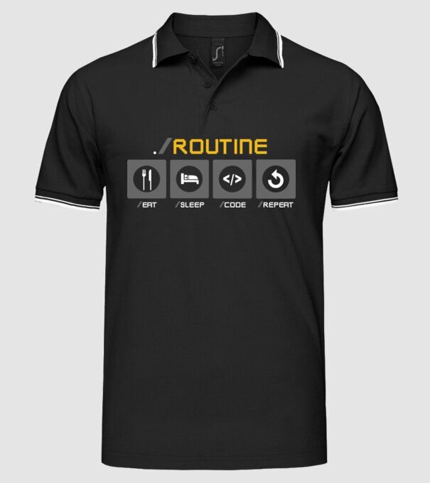 Eat sleep code repeat - rutină zilnică developer model negru pe tricou