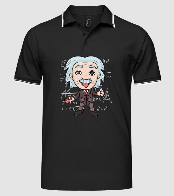 Caricatură Einstein model negru pe tricou