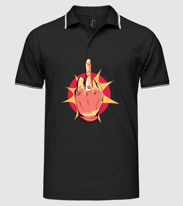 Tricou arată degetul model negru pe tricou