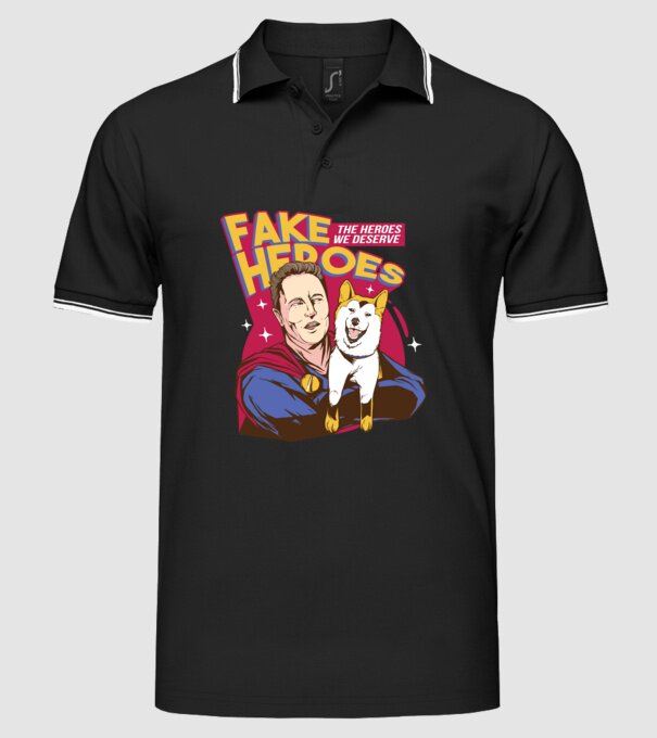 Fake Hero Elon Musk model negru pe tricou