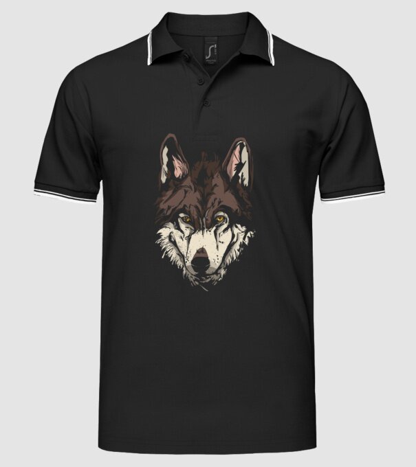Cap de lup model negru pe tricou