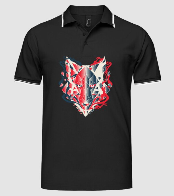 Wolf Head model negru pe tricou
