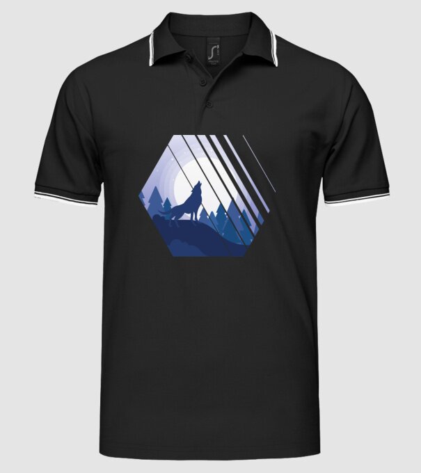 Urlet de lup model negru pe tricou
