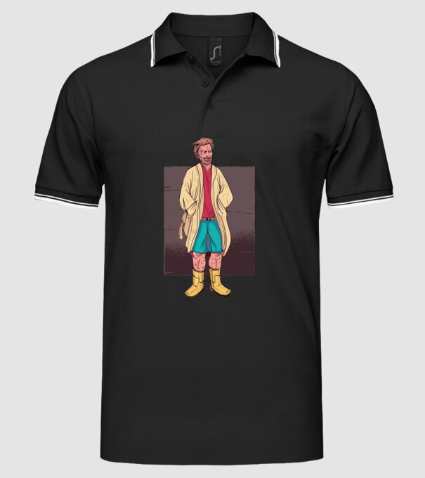 Bărbat în halat model negru pe tricou