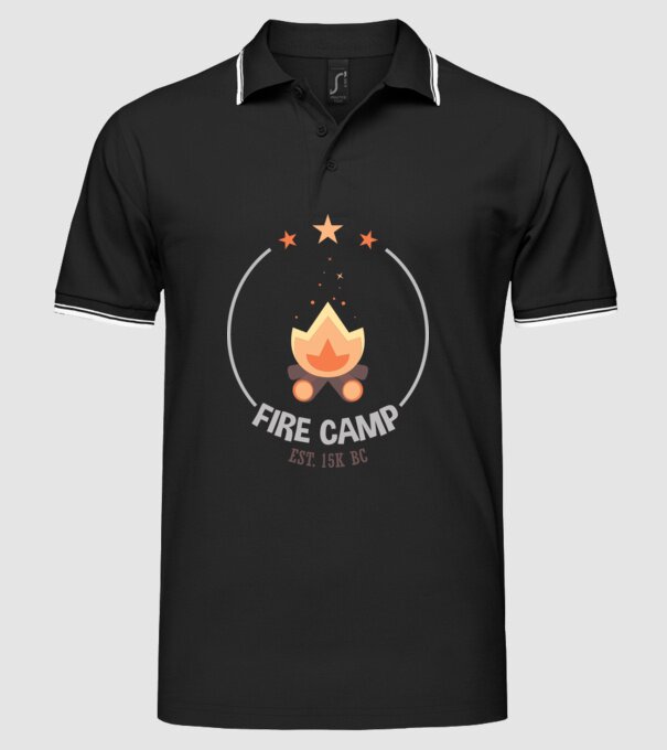 Fire Camp est. 15k BC model negru pe tricou