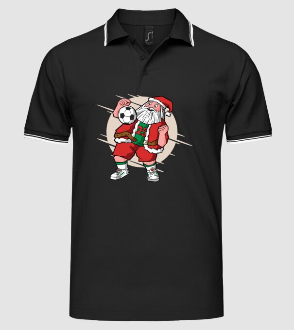 Moș Crăciun Fotbalist model negru pe tricou