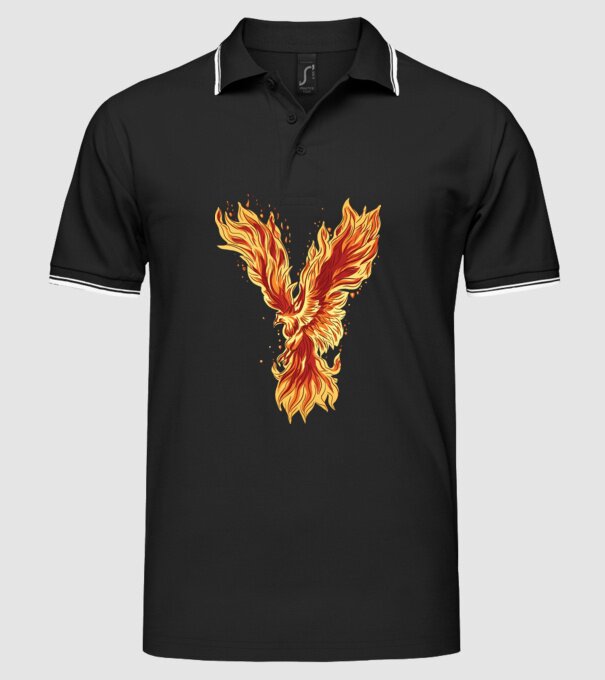 Pasărea Phoenix model negru pe tricou