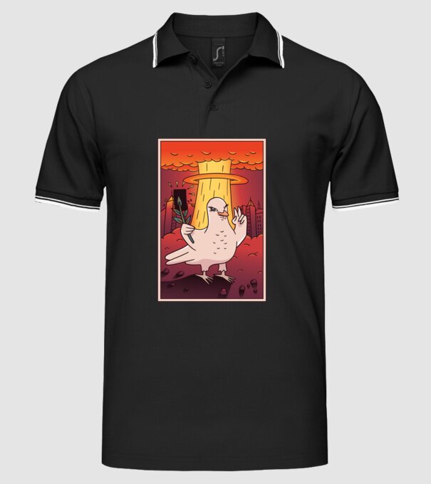 Selfie Porumbel Bombă nucleară model negru pe tricou