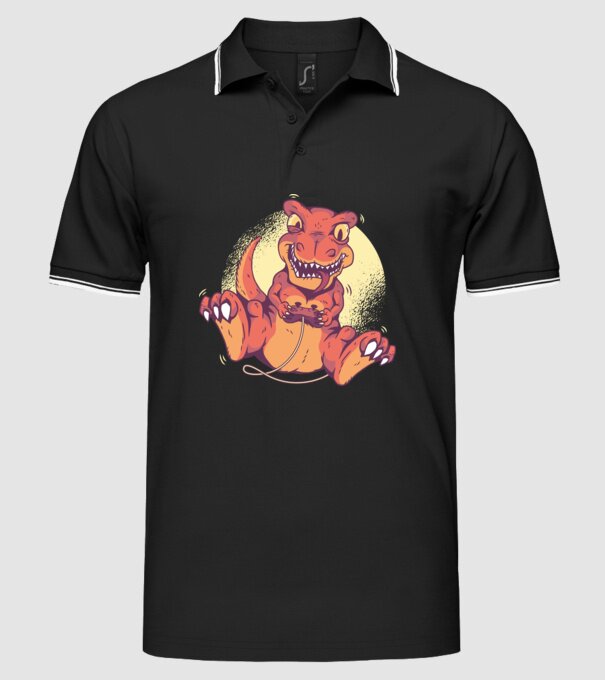 Dinozaur Gamer tricou model negru pe tricou