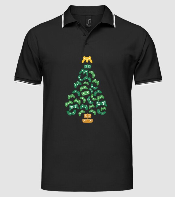 pom de Crăciun Gamer model negru pe tricou