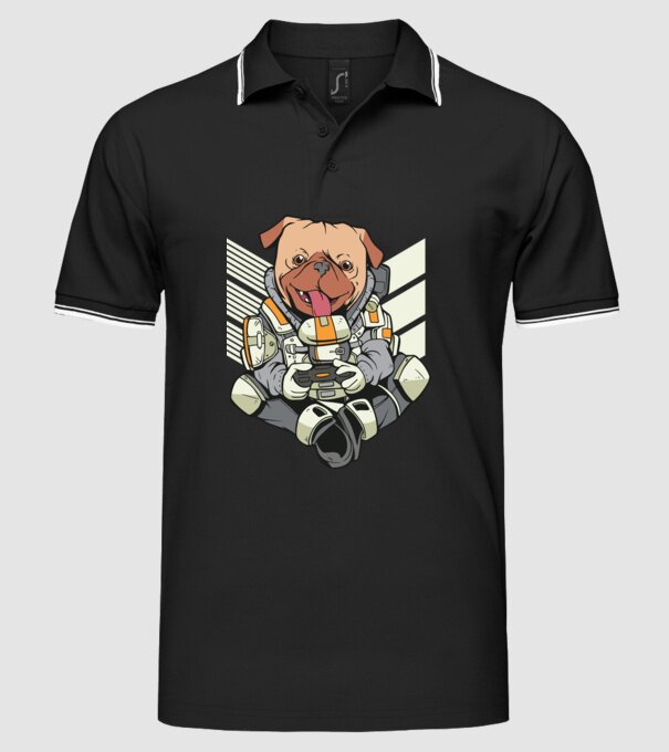 Mops Gamer model negru pe tricou