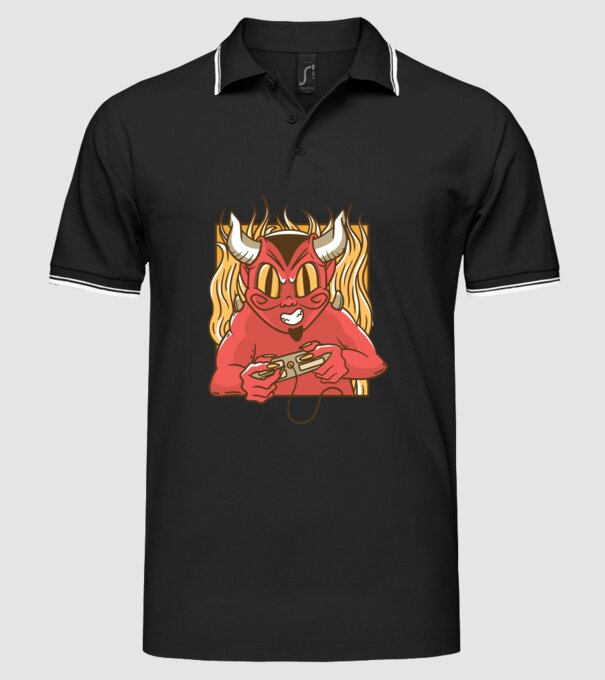 Gamer Diavol model negru pe tricou