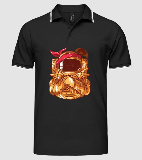 Gangsta Astronaut astronaut rapper model negru pe tricou