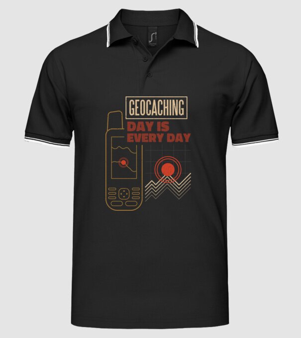 Geocaching model negru pe tricou
