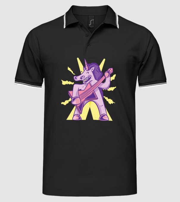Unicorn cu chitara model negru pe tricou