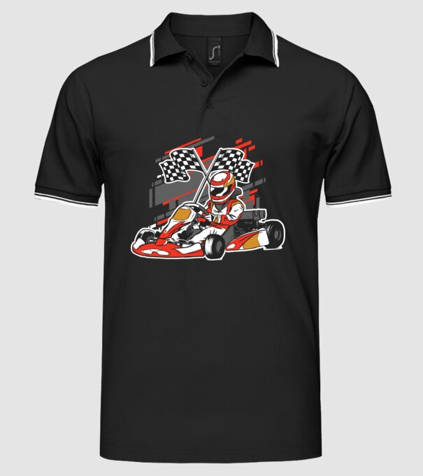 Gokart model negru pe tricou