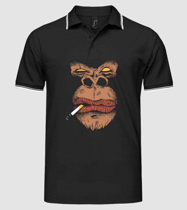 Cap de gorilă cu țigară model negru pe tricou