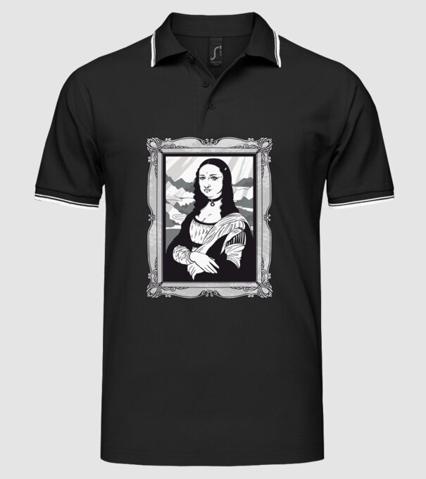 Mona Lisa gotică model negru pe tricou