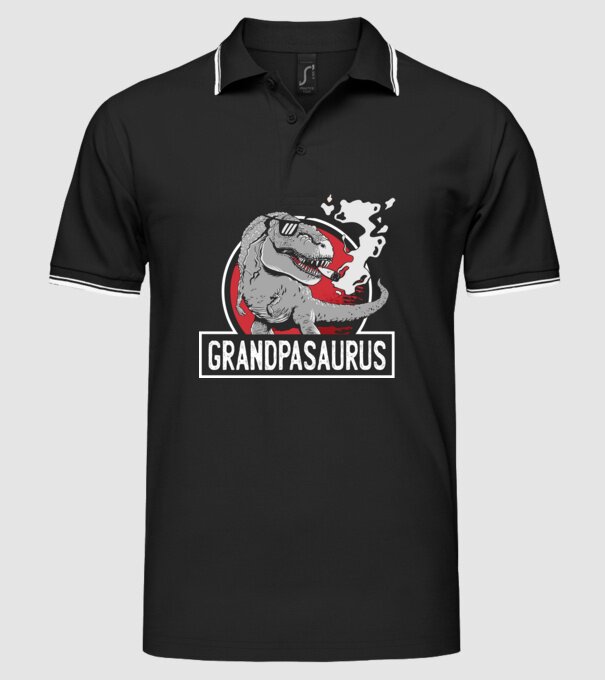 Grandpasaurus T-rex model negru pe tricou