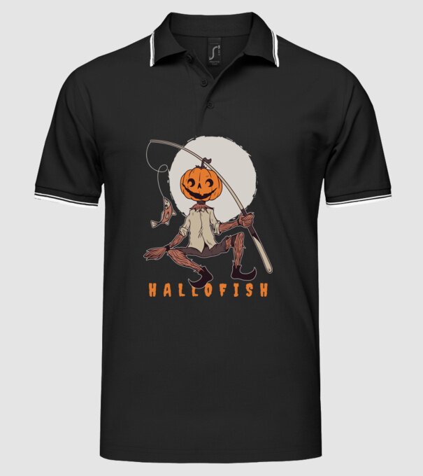 Hallofish - Pescar Halloween model negru pe tricou